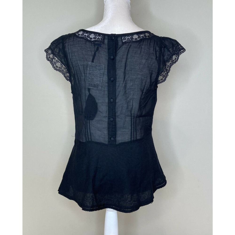 Odille Black Blouse with Cream Ruffle Front - Picture 2 of 9